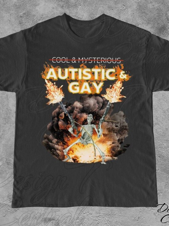 Tops - Autistic and Gay Skeleton Explosion T-Shirt
